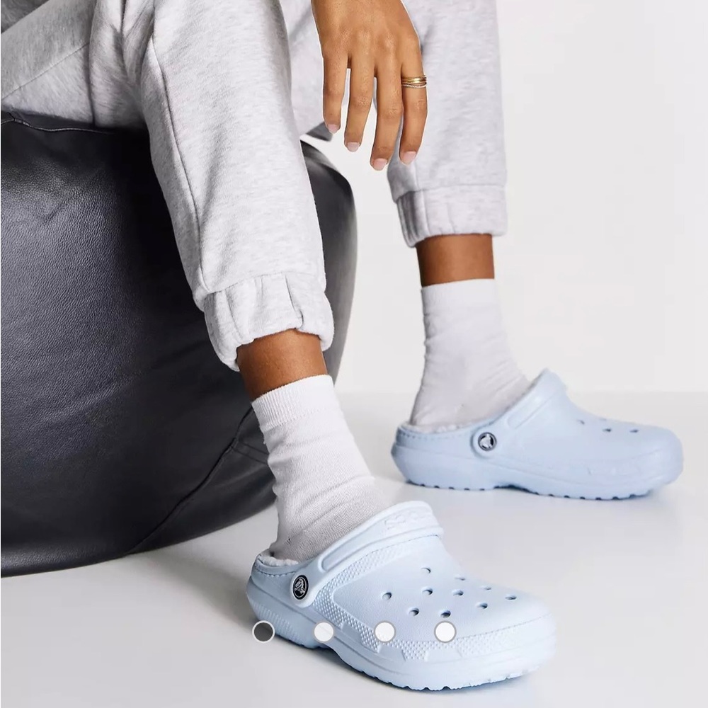 Baby blue Fuzzy Crocs